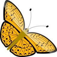 graphic image of a yellow butterfly in black small spots