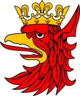 painted red bird head with a crown
