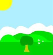 computer-drawn spring landscape