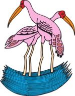 drawn two pink storks