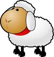 painted sheep with a red collar as an illustration