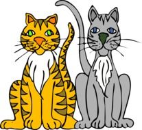 drawn grey and yellow cats