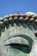 dove on top of buddha statue