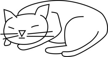 Black and white sleeping cat drawing clipart