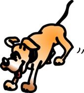 drawing of a dog in a jump on a white background
