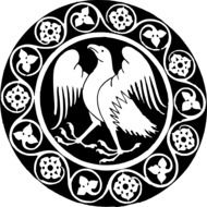white Eagle in black Ornamented circle, illustration