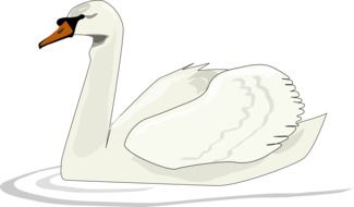 drawing of a white swan on the river