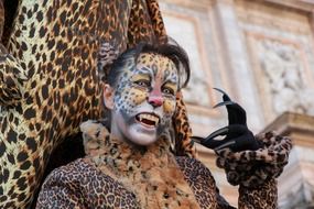 man in leopard costume