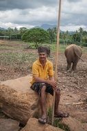 Caregiver with the elephant