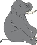 gray sitting elephant as a graphic illustration