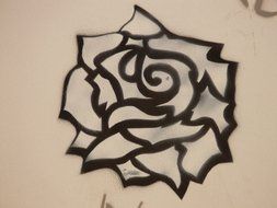 Rose, black outline, graffiti