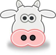 Clipart,picture of white cow with pink nose