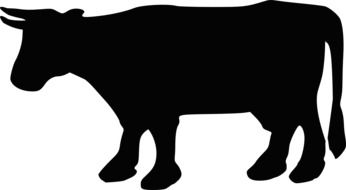 black silhouette of a cow on a white background