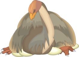 Ancient Bird sitting on an eggs
