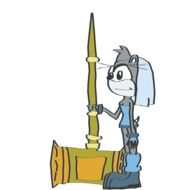 cartoon character with a big hammer drawing