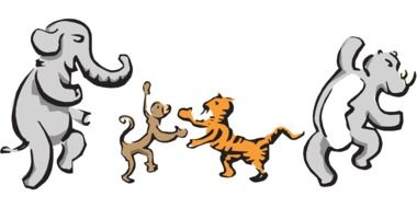 painted fabulous dancing african animals