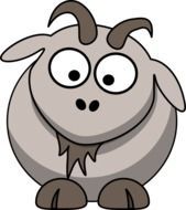 drawing of a gray sheep with horns on a white background