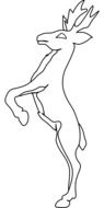 Black and white reindeer drawing clipart