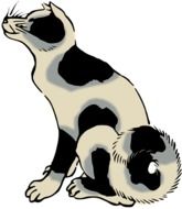 clipart of a black-white cat
