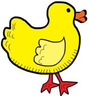 yellow Duck, side view, illustration