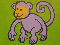 Picture of purple cartoon character ,monkey