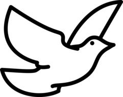 black and white graphic image of a dove in flight