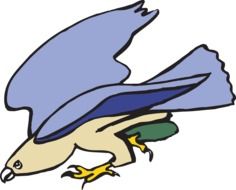 drawing of an eagle with blue wings