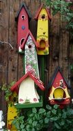 colorful bird feeders