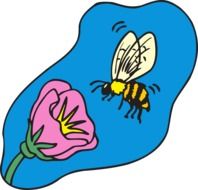 Bee and pink flower drawing