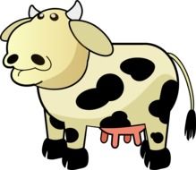 drawn cartoon spotted cow with white horns