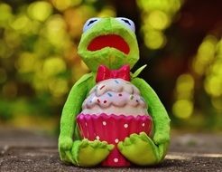 soft kermit with cupcake