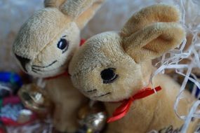 Easter rabbits with bells around the neck