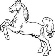 Black and white rearing horse clipart