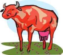 drawing of a cow in a green meadow