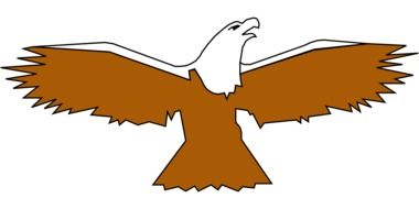 drawing of a brown eagle with spread wings