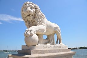 Medici Lion Marble Statue at sky, usa, florida, st augustine