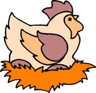 drawing of a chicken lying eggs