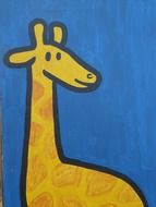 drawing of a yellow giraffe on a blue background