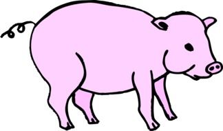 pink Pig with curly tail vector art