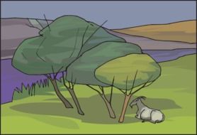 drawing of Tree and Goat