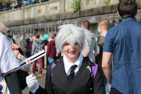 woman in anime costume in japanese day