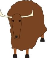 brown Yak Animal primitive drawing