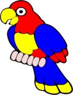 drawing of a blue-yellow parrot on a branch