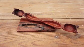 twisted wooden spoon in the shape of a cat