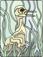 Drawing of the bird in the grass clipart