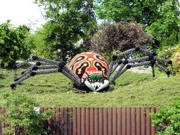 Beautiful and colorful Spider statue in the Legoland, billund