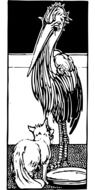 crane and fox from a fairy tale as an illustration