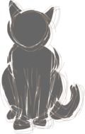 grey cat silhouette, sketch