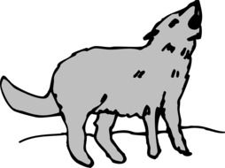 drawing of a gray wolf on a hill