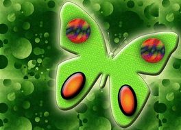 Green Butterfly at abstract background, digital art